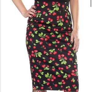 Iconic Damzels Cherry Pencil Skirt - Sz L (8-12)